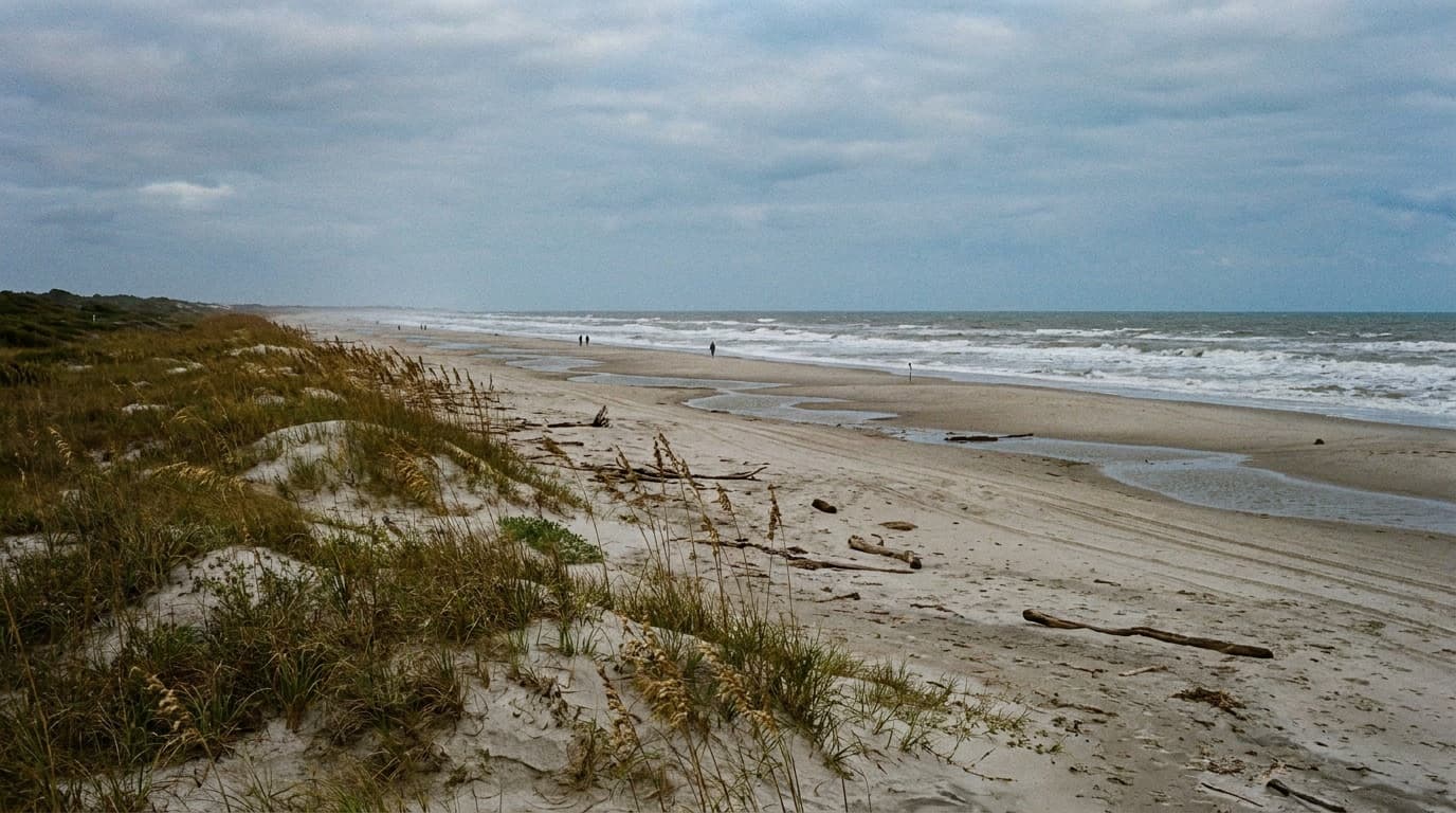 Wide undeveloped beach at Huntington Beach State Park on the Grand Strand