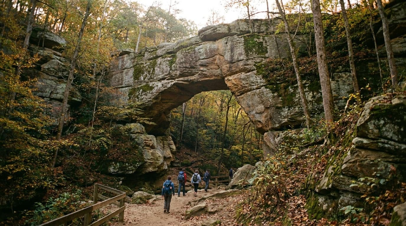 The 65-foot Natural Bridge sandstone arch in the Red River Gorge