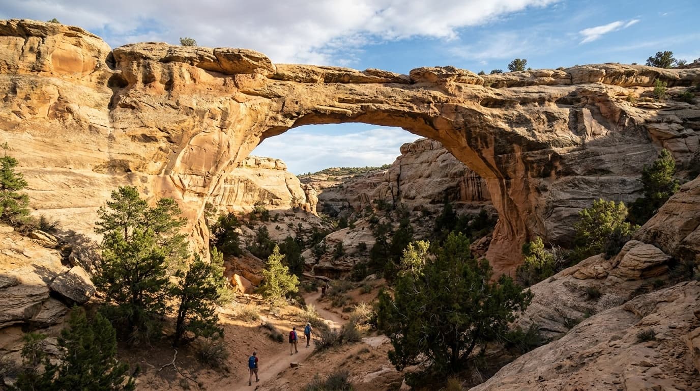 The massive Sipapu natural bridge spanning White Canyon