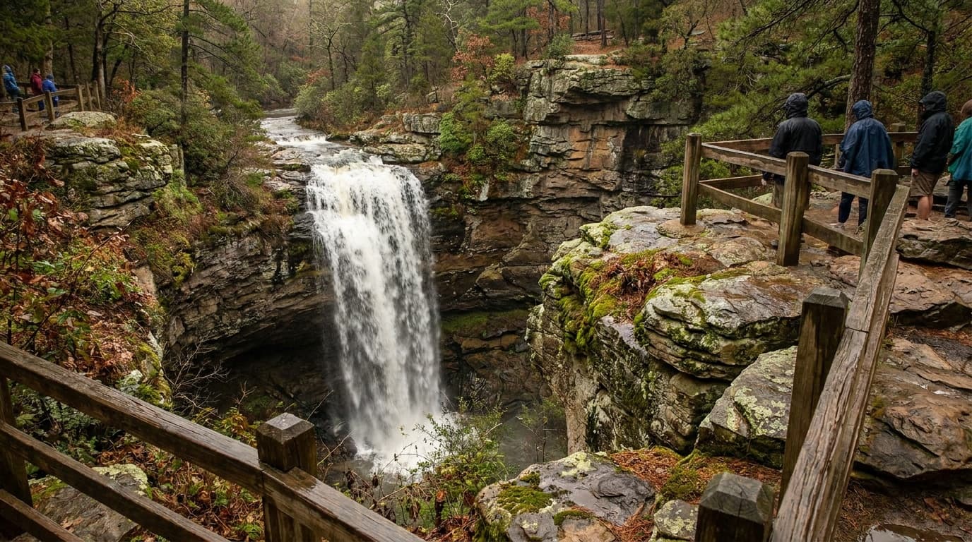 Cedar Falls dropping into the canyon at Petit Jean State Park
