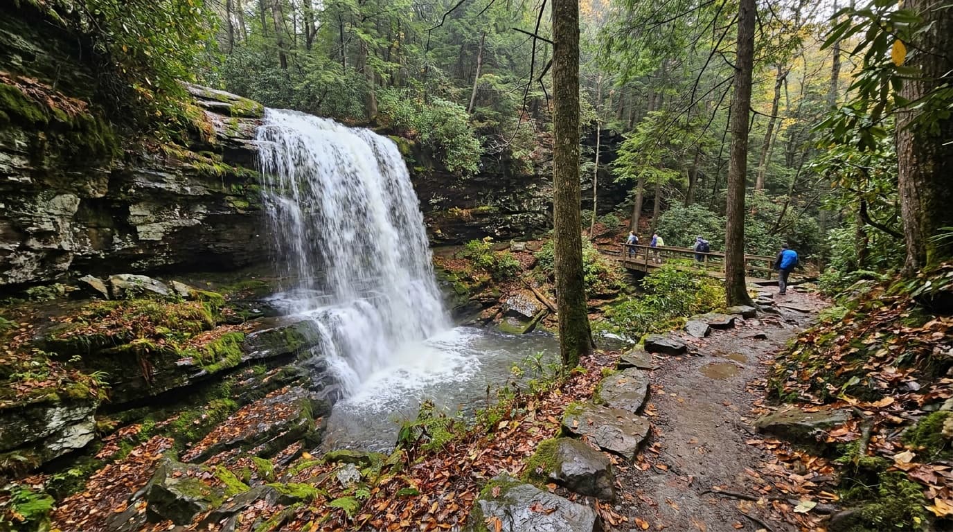 Ganoga Falls, the 94-foot waterfall on the Falls Trail at Ricketts Glen