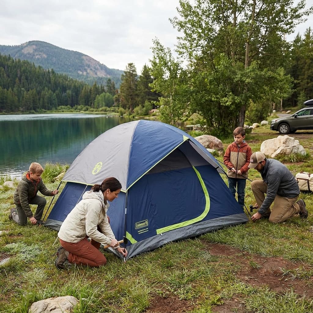 Coleman Sundome 4-Person Camping Tent in use