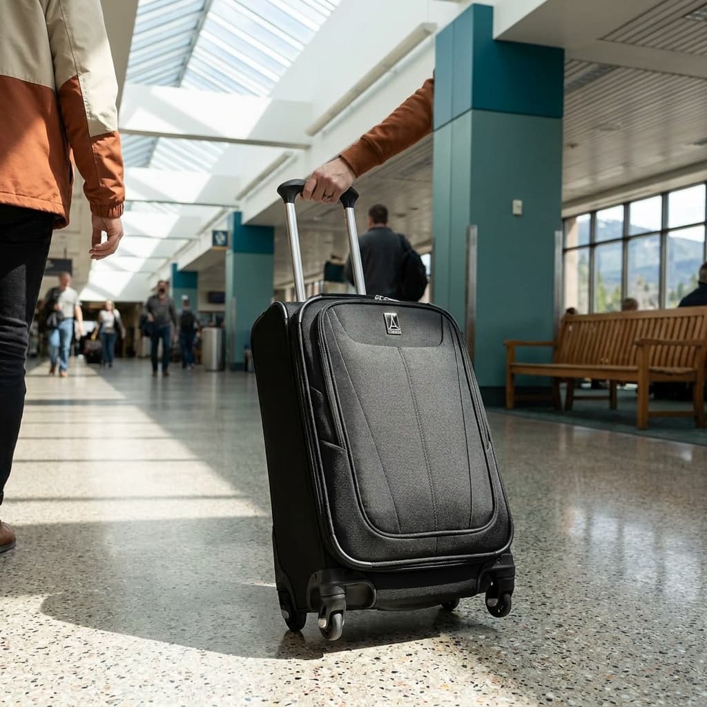 Maxlite 5 21-Inch Softside Expandable Spinner in use