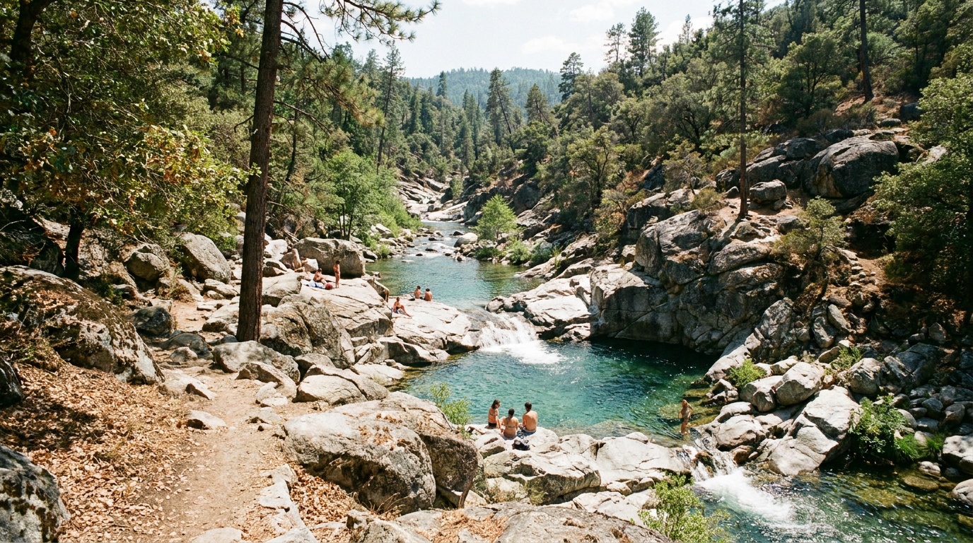 Swimming holes along the Stanislaus River in the park