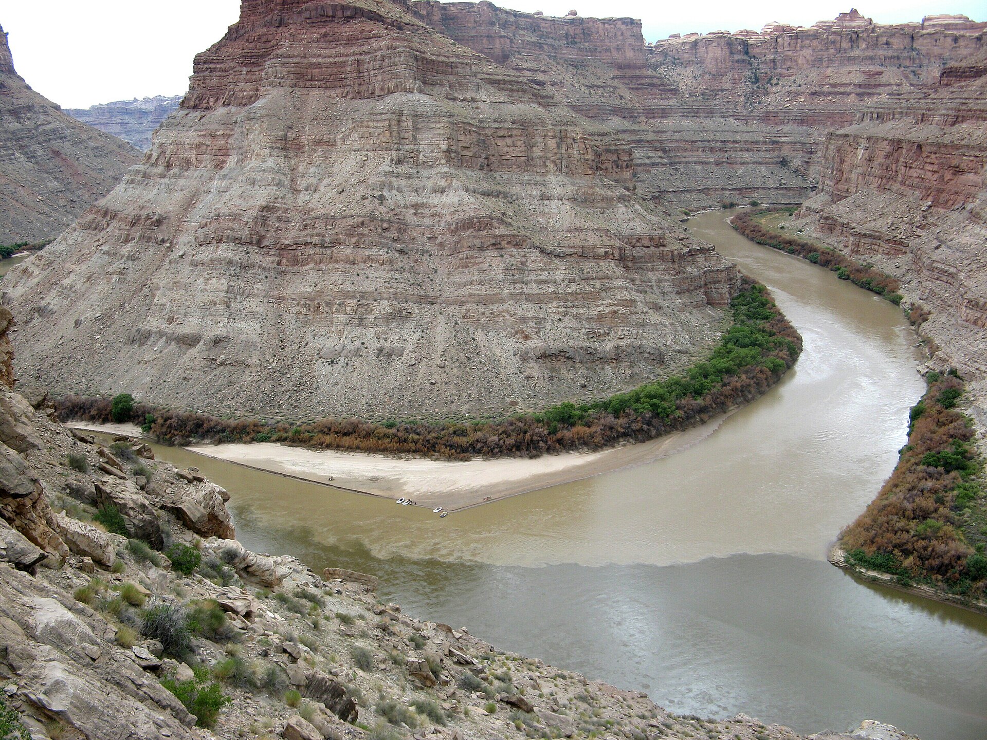 The Green River merging with the Colorado River in Canyonlands