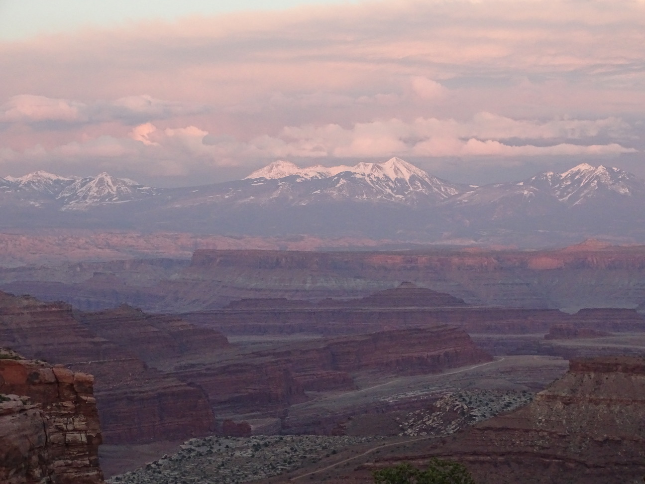 Shafer Canyon and its rugged backcountry road at sunset