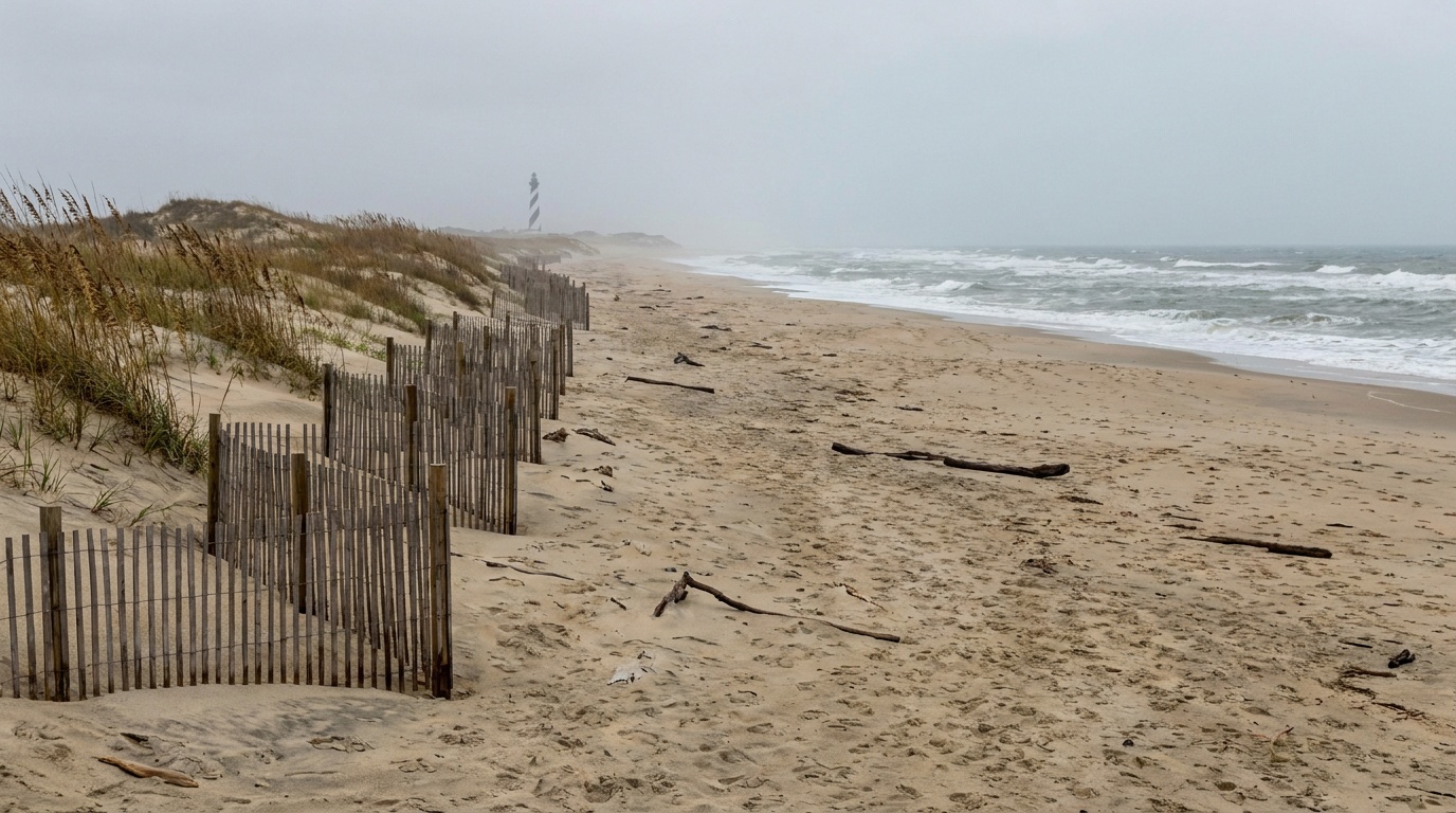 Open Atlantic beach and dunes along Cape Hatteras National Seashore