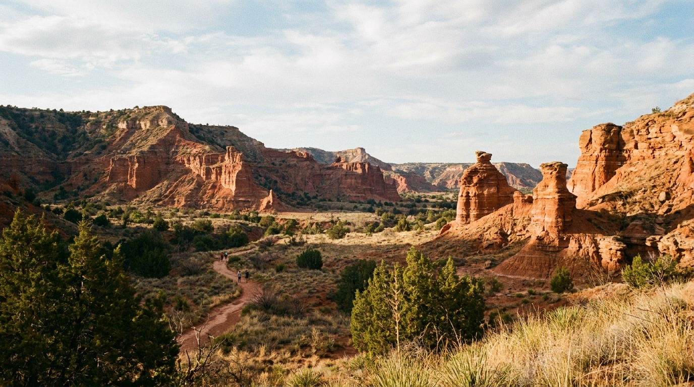 Red rock canyon walls and hoodoos at Caprock Canyons State Park near Quitaque