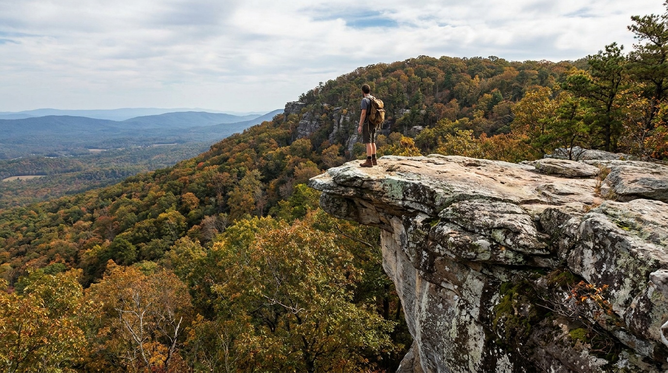 Pulpit Rock outcrop overlook in Cheaha State Park