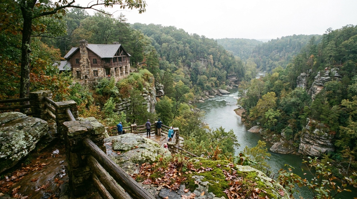 DuPont Lodge overlooking the Cumberland River gorge