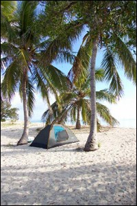 A tent at the Garden Key campground near Fort Jefferson