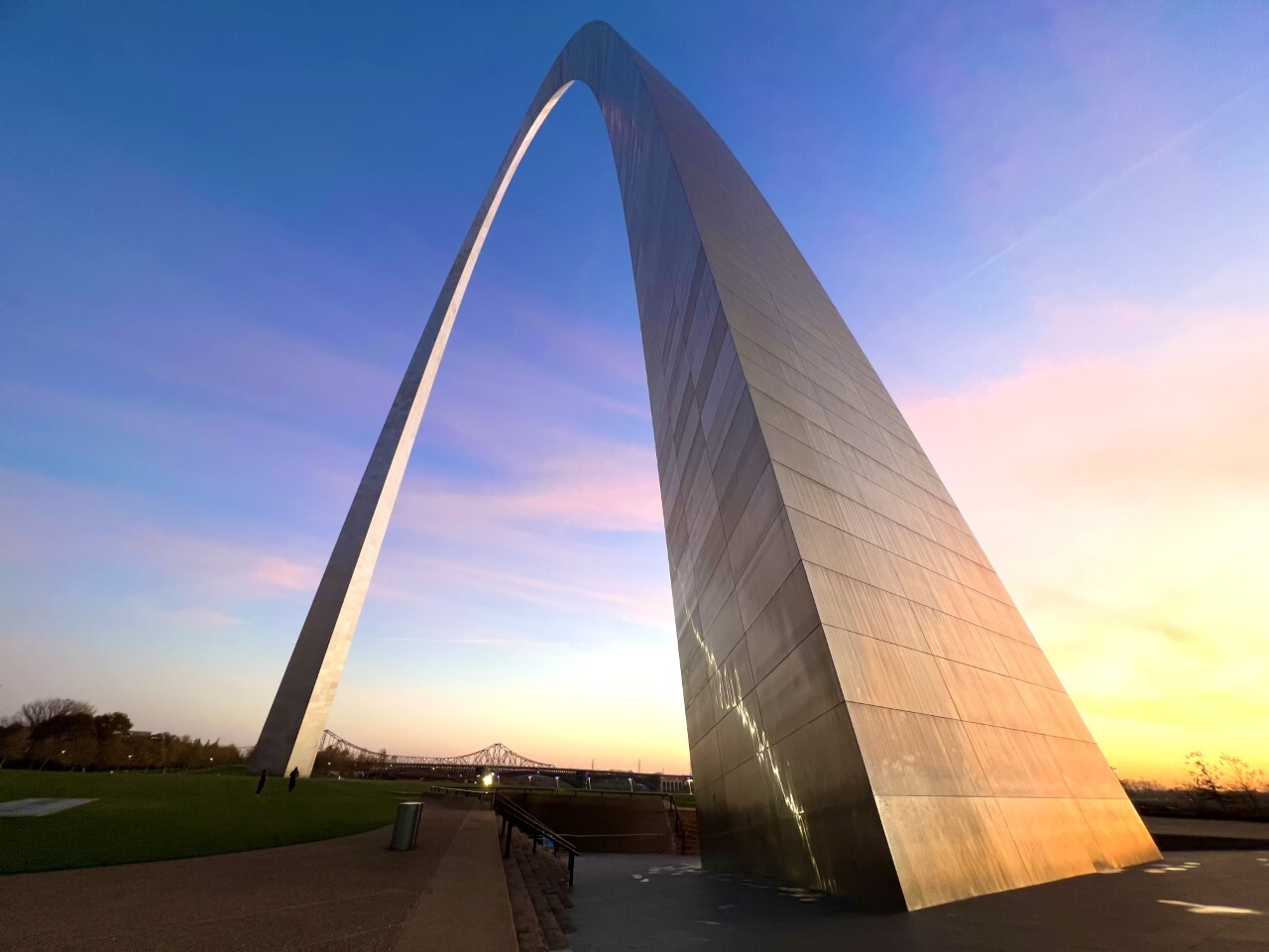 Gateway Arch at sunrise over downtown St. Louis