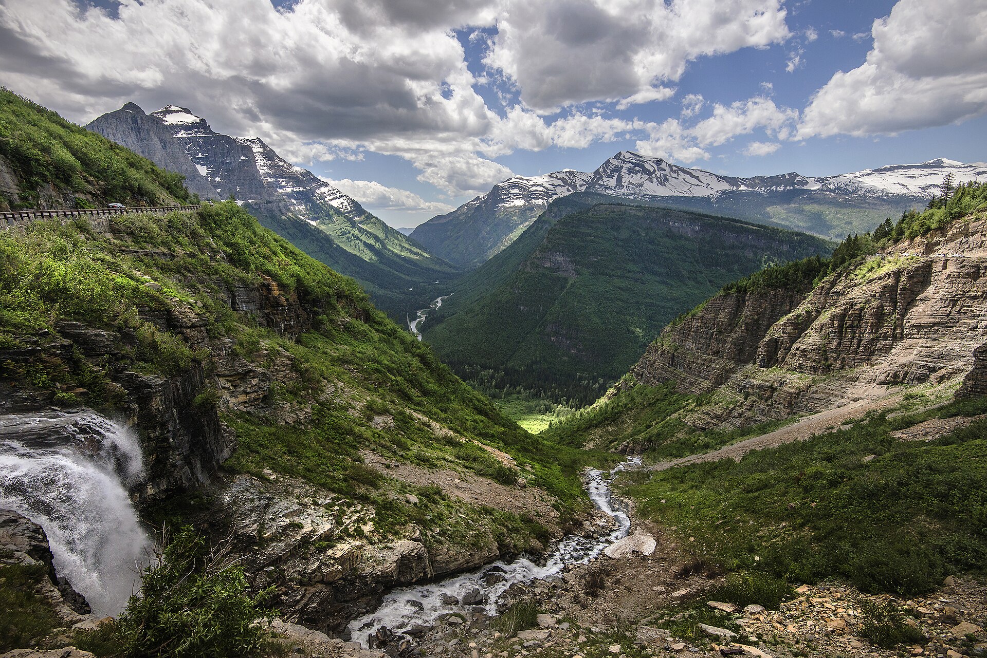 Going-to-the-Sun Road tracing a mountain wall in Glacier National Park