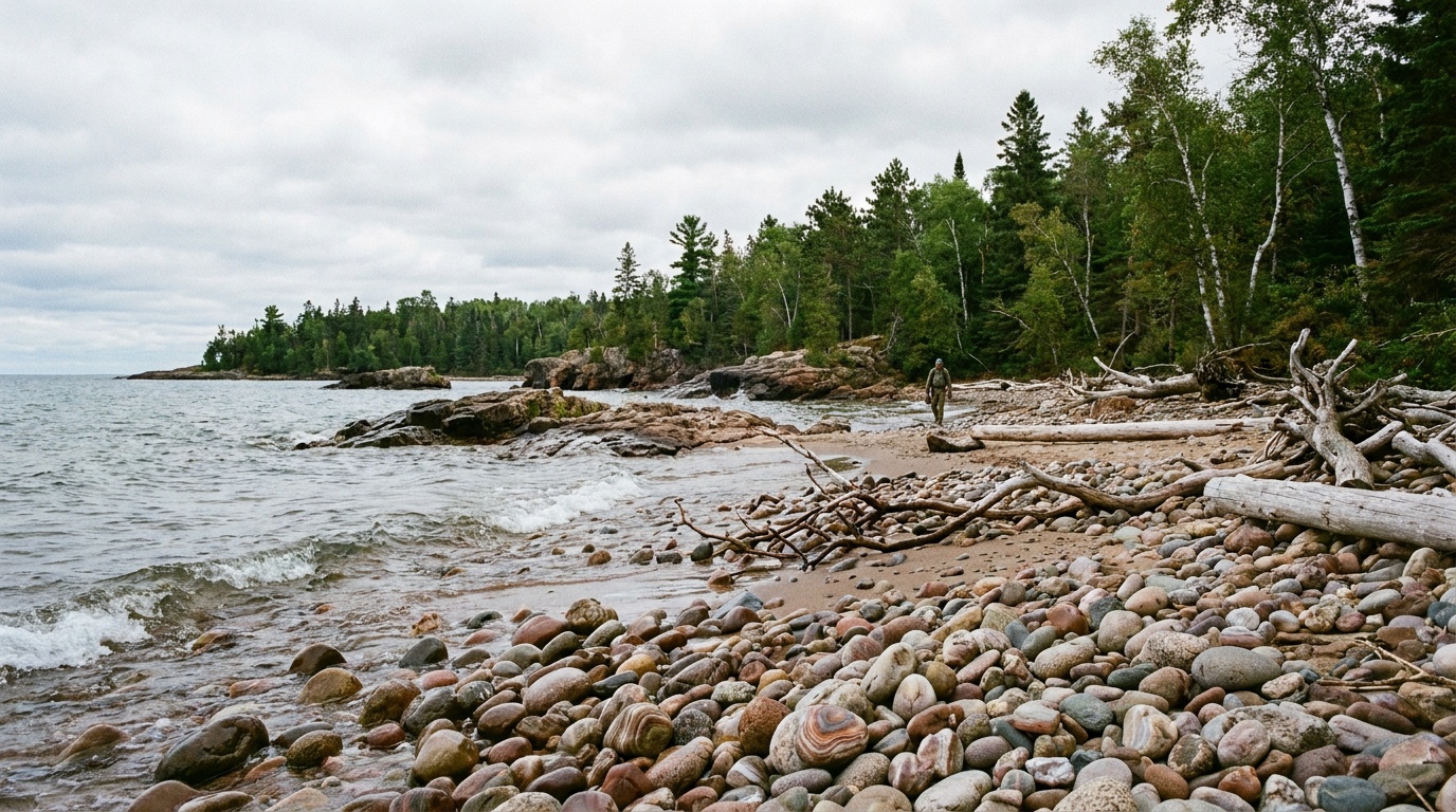 The Lake Superior shoreline at Agate Beach