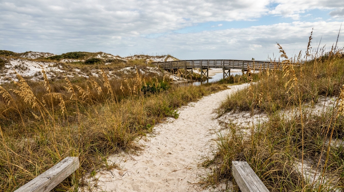 Sea oats and coastal dunes along the Grayton Beach Nature Trail