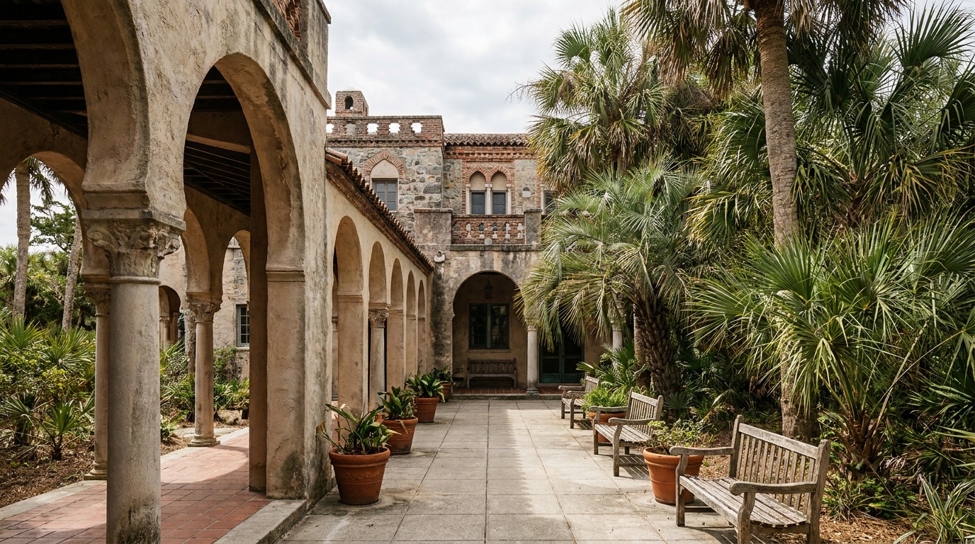 The Moorish-style Atalaya mansion and interior courtyard