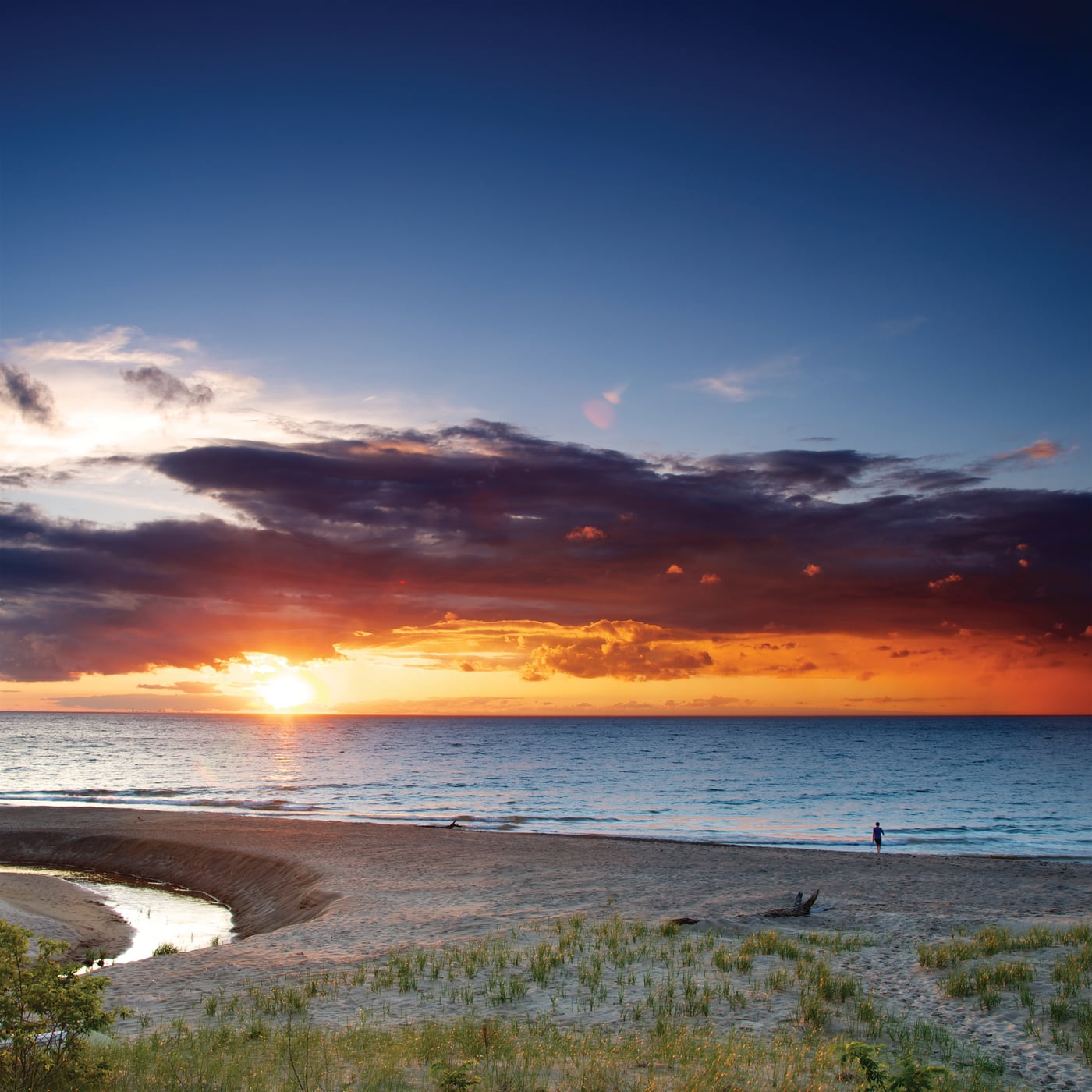 Sunset over Lake Michigan at Indiana Dunes