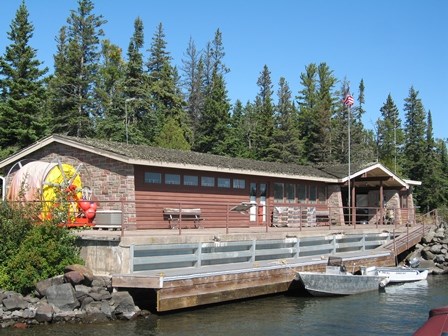Rock Harbor shoreline and docks on Isle Royale