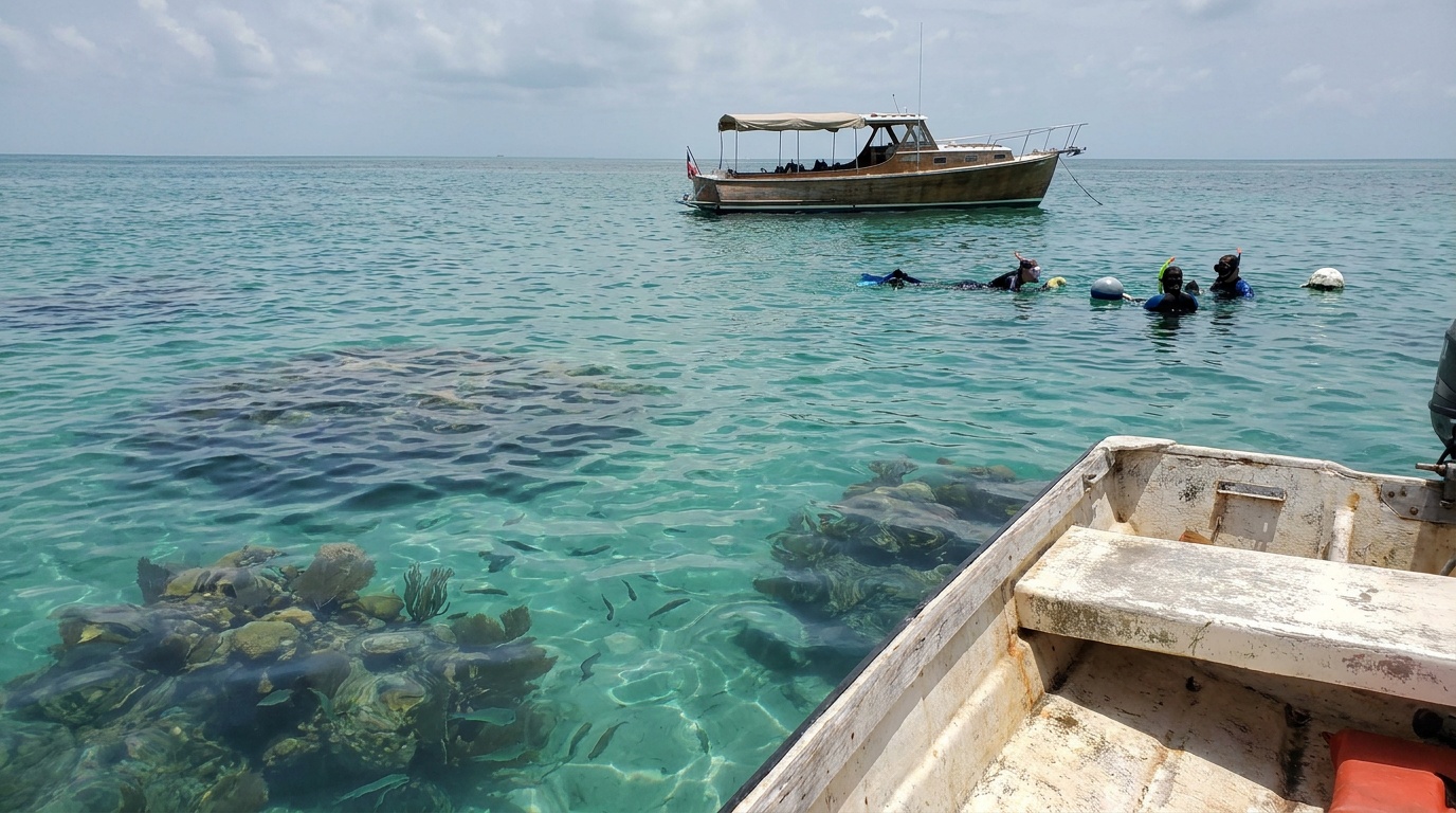 Clear turquoise water and coral reef off Key Largo at John Pennekamp Coral Reef State Park