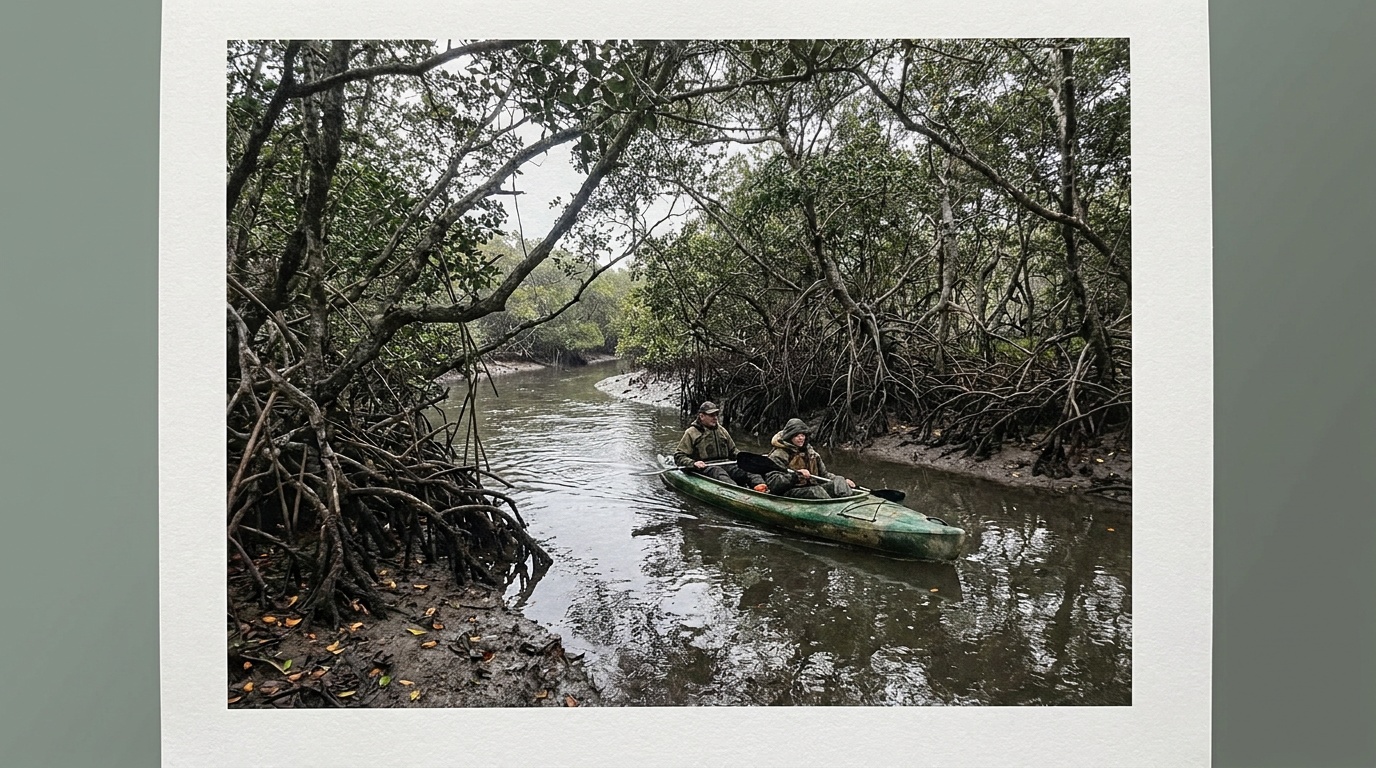 Mangrove-lined paddling channel inside the park