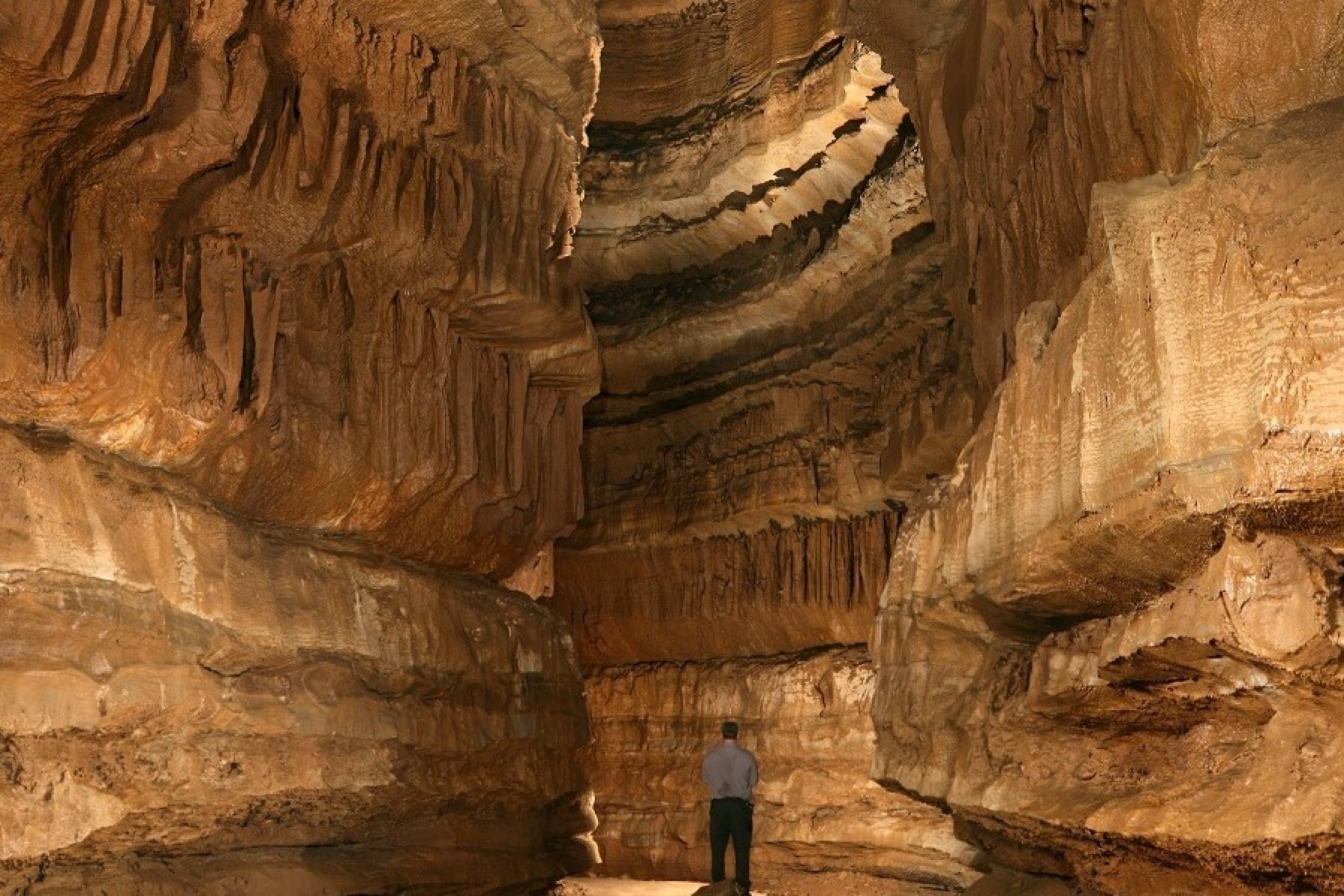 A ranger standing inside Cathedral Domes