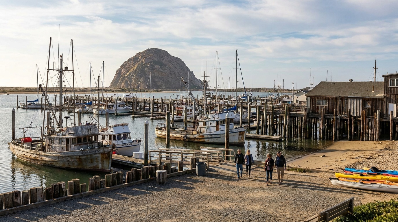 The marina and waterfront at Morro Bay State Park