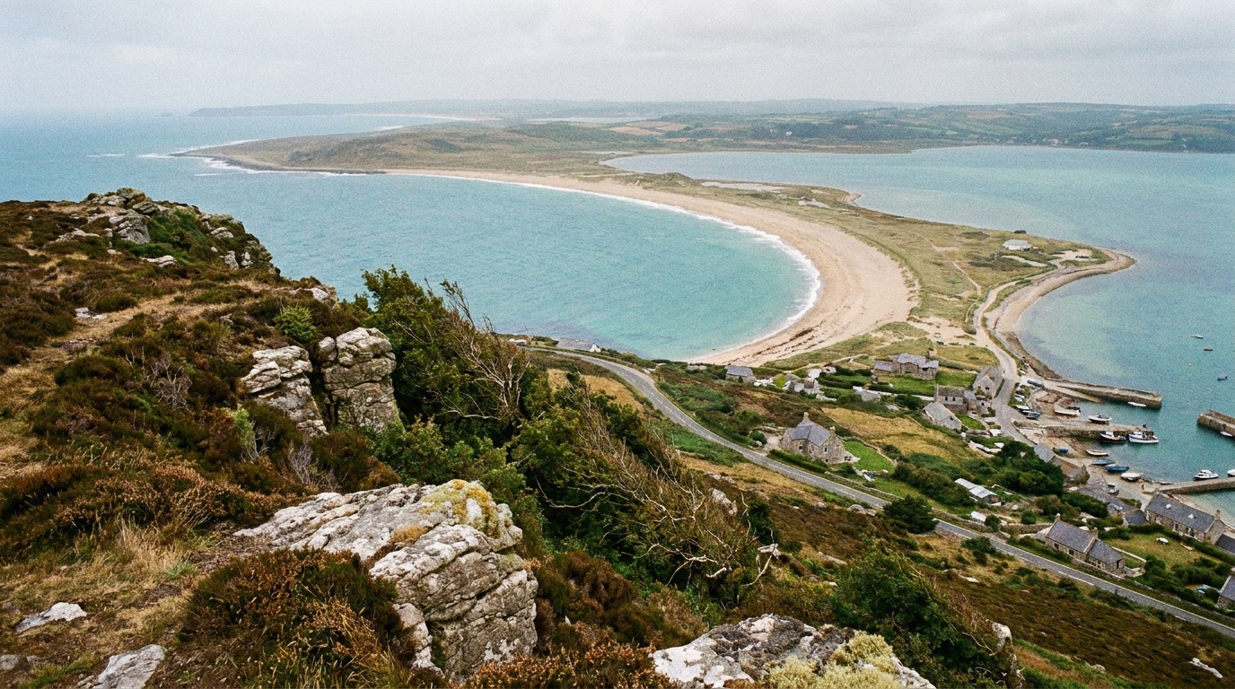 View from the Black Hill summit over the bay and sandspit