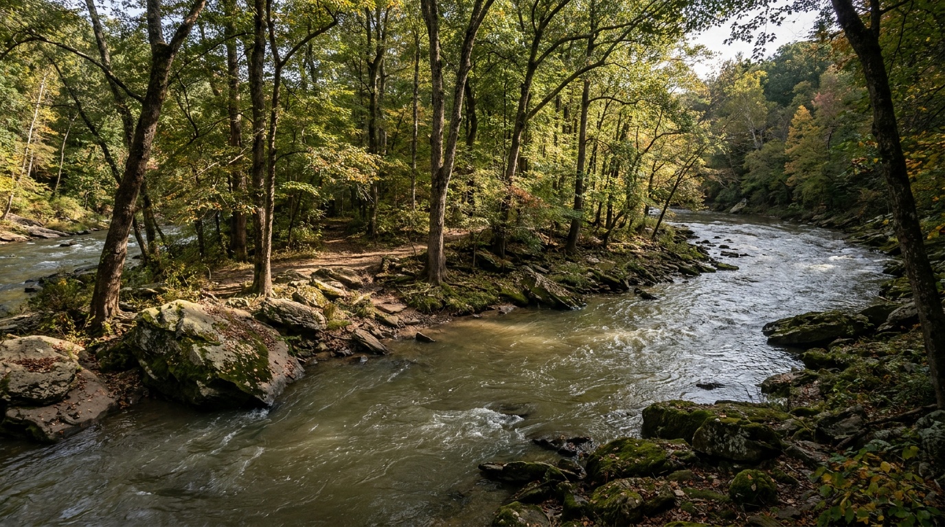 The Youghiogheny River bend around the Ferncliff Peninsula