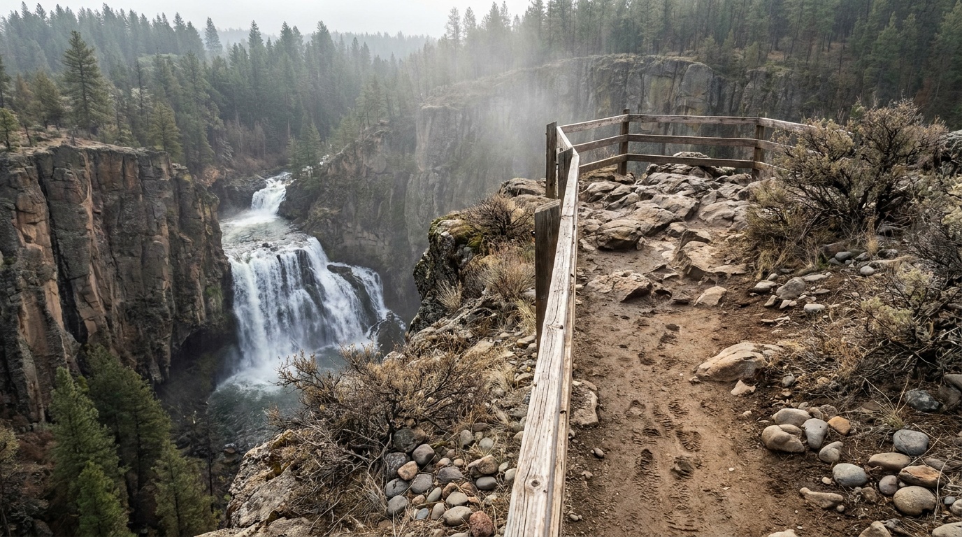 Fryxell Overlook view across the falls and canyon rim