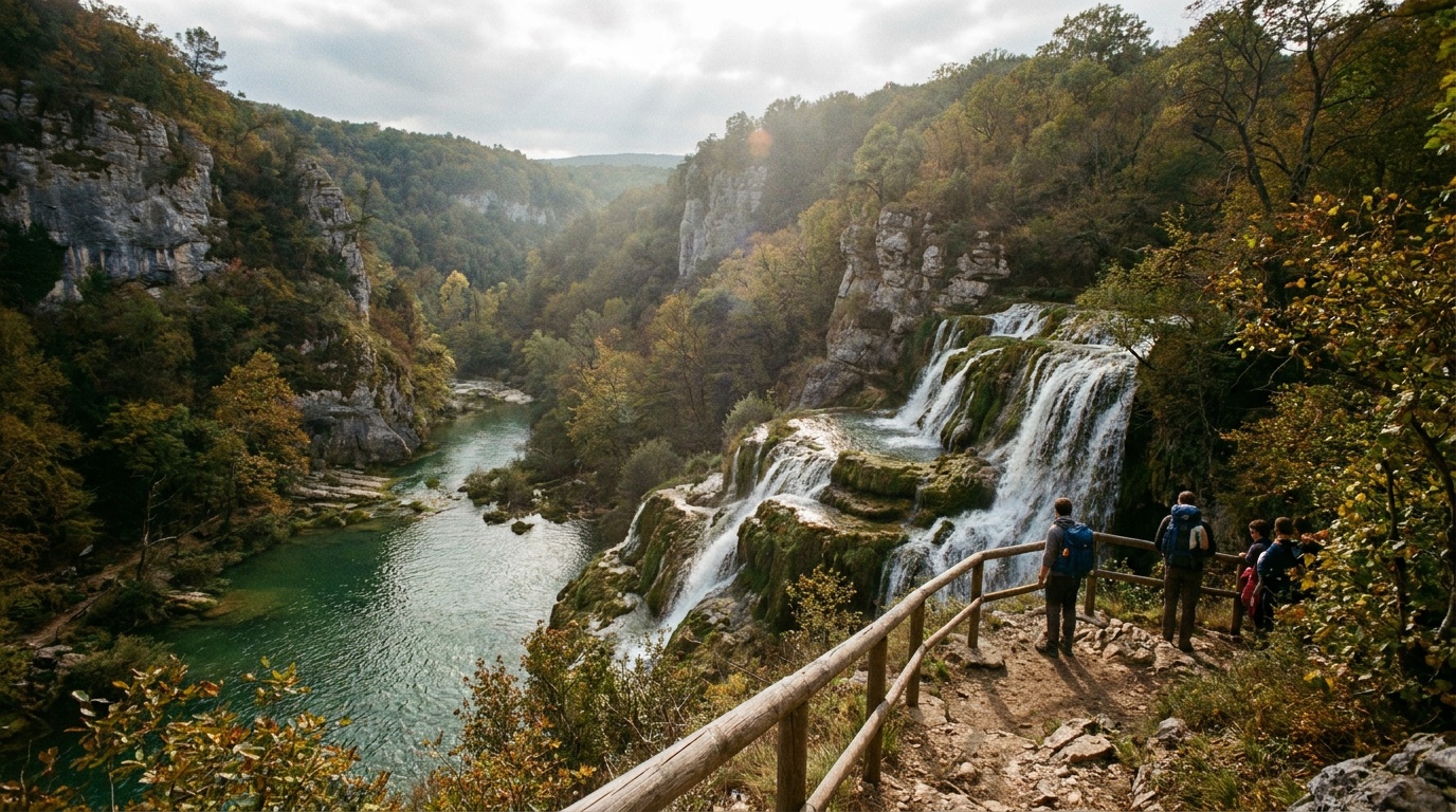 Overlook of the limestone falls and river canyon