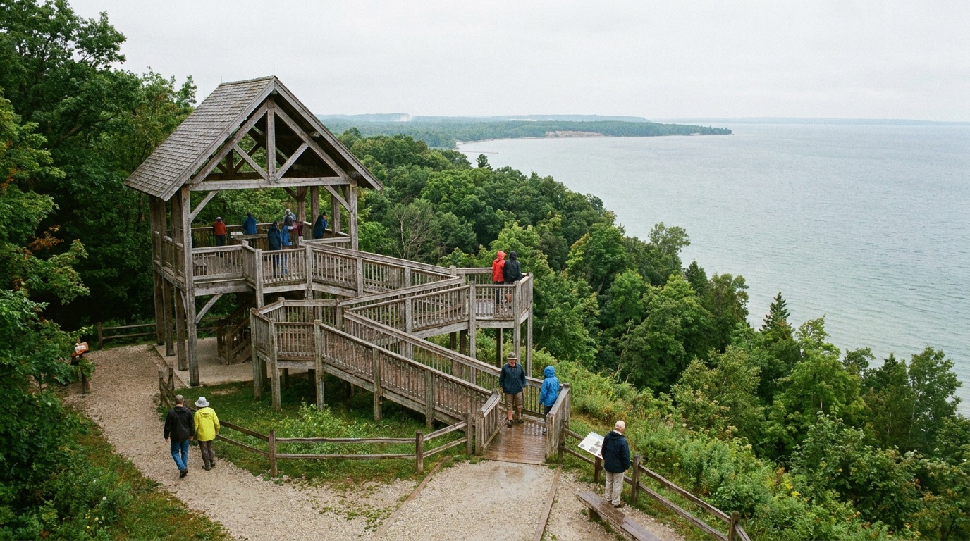 The rebuilt Eagle Tower overlooking Green Bay