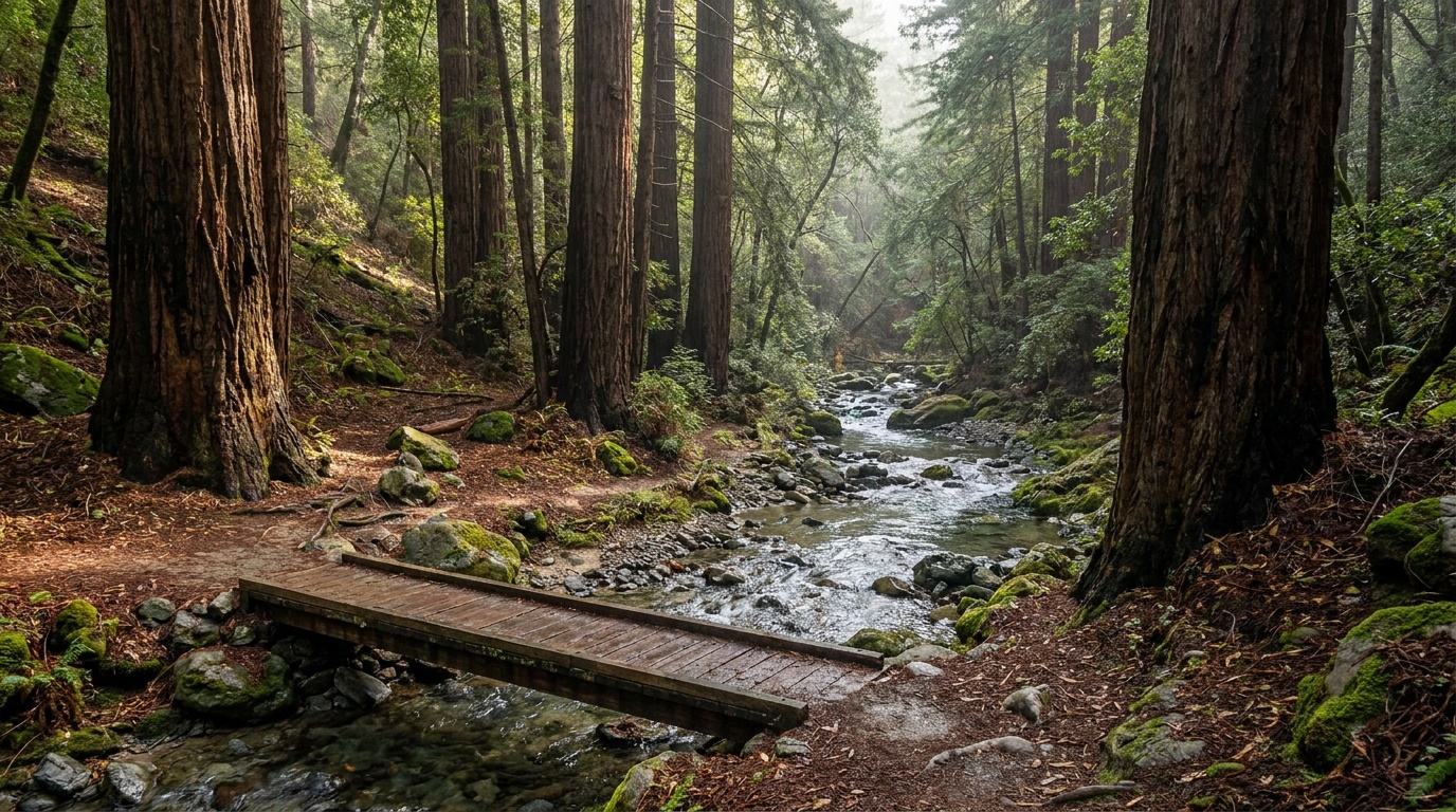 Redwoods along the Big Sur River in Pfeiffer Big Sur State Park