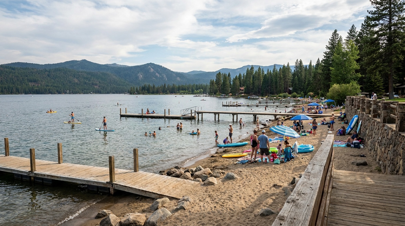 Beach and swimming area on Payette Lake at McCall
