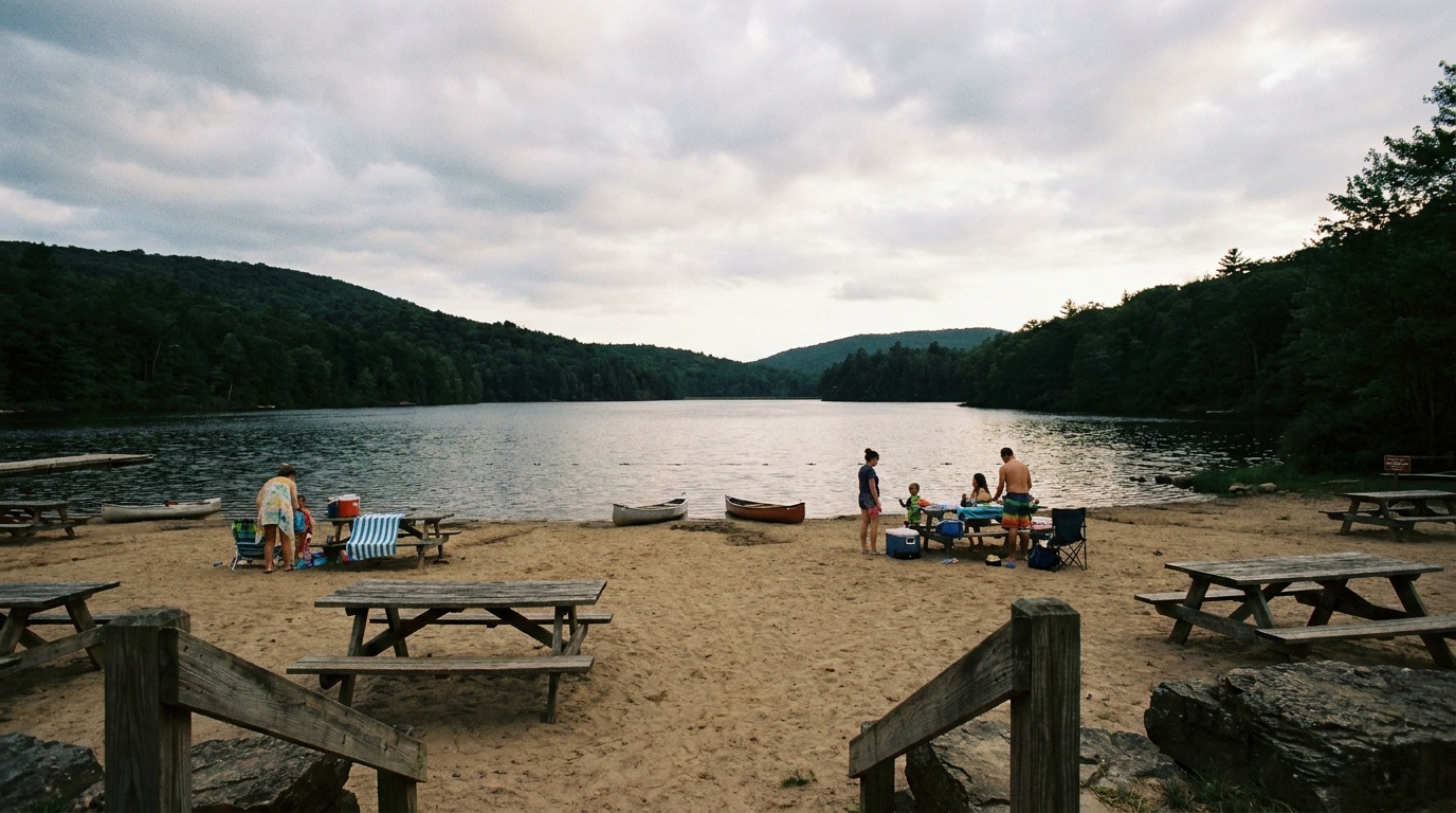 Lake Jean and the beach day-use area at Ricketts Glen
