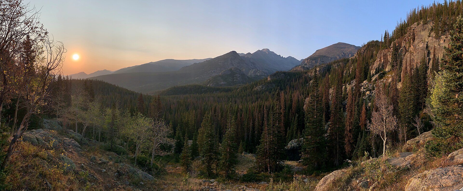 Longs Peak rising above the subalpine lake corridor