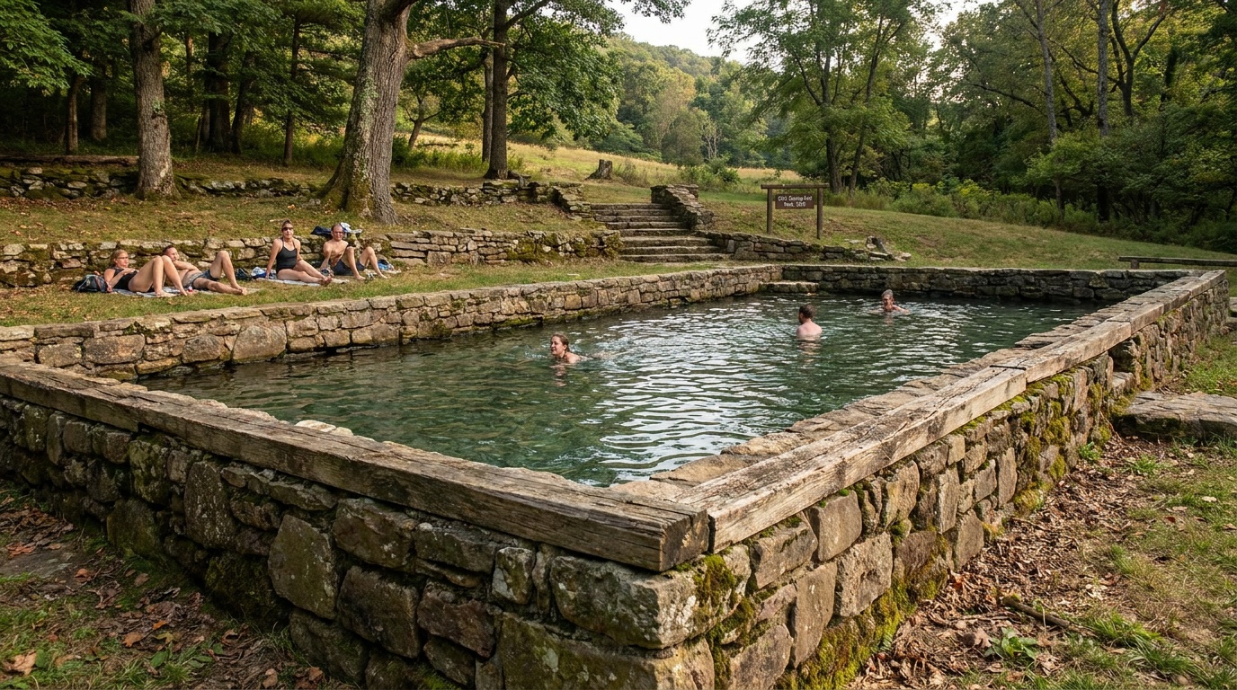The restored Civilian Conservation Corps spring-fed swimming pool