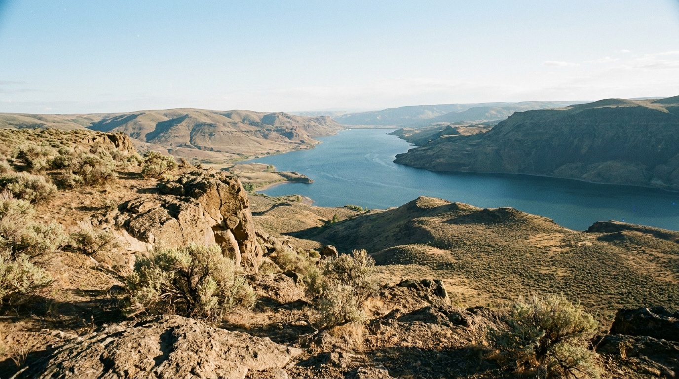 Panoramic view from the summit plateau over Banks Lake and the Grand Coulee