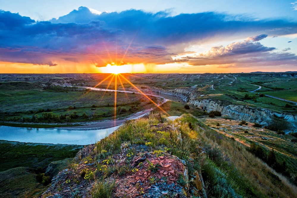 South Unit badlands at sunset