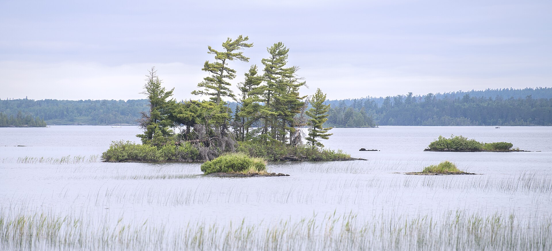 Rainy Lake shoreline and open water in Voyageurs National Park