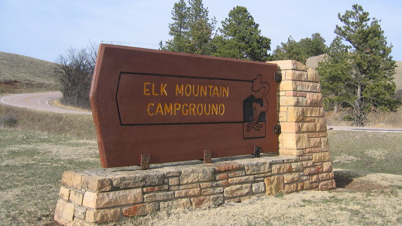 The entrance sign for Elk Mountain Campground