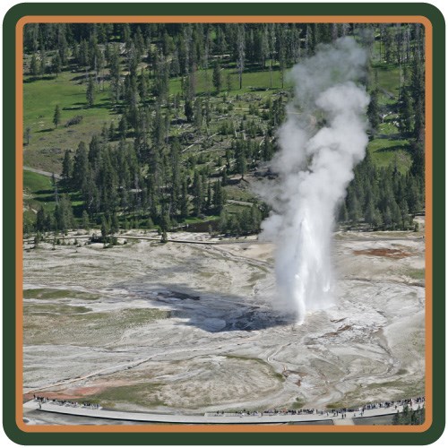 Old Faithful erupting in the Upper Geyser Basin