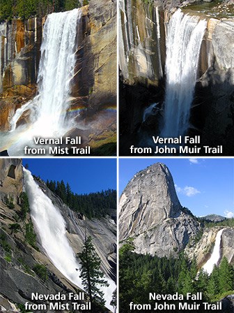 Vernal Fall and Nevada Fall along the Mist Trail corridor