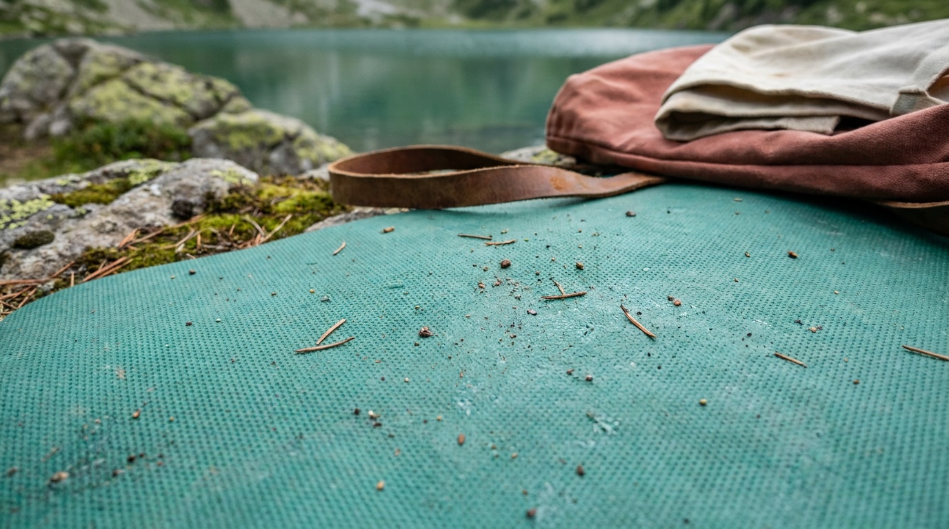 Close-up of the JadeYoga Harmony mat surface showing open-cell natural rubber texture with visible grip patterns