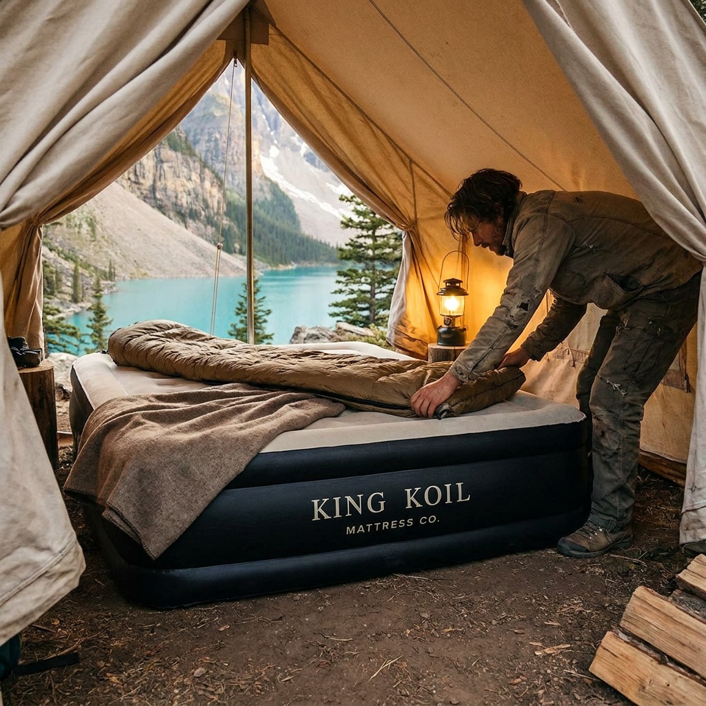 King Koil Luxury Pillow Top Plush Air Mattress (Queen, 20 in)